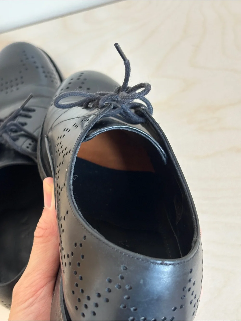 Alaia Black Leather Brogue Oxfords EU 36.5